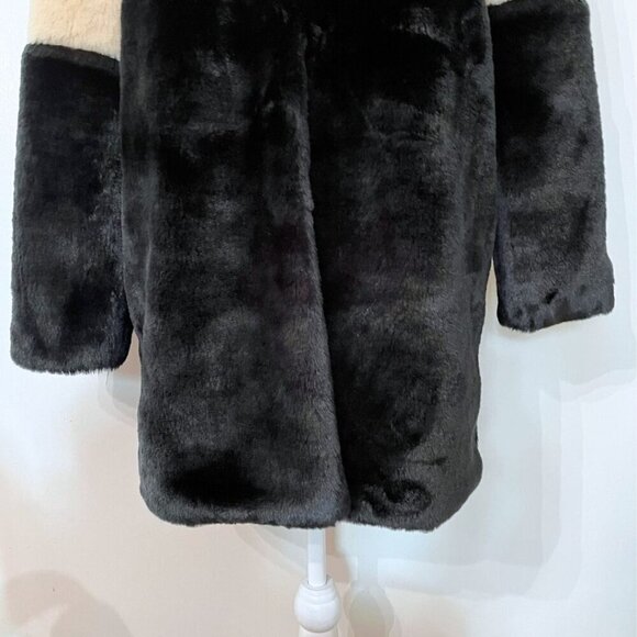 JOVONNA LONDON CREAM BLACK COLORBLOCK FAUX FUR JACKET COAT - 8 (12UK) - Picture 6 of 11